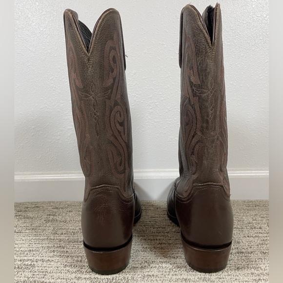 Men's Brown Leather Cowboy Boots - Picture 5 of 10